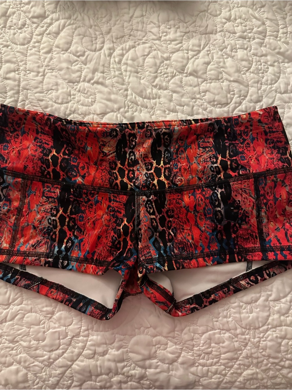 Fleo Red Multicolor Animal-Print Athletic Shorts